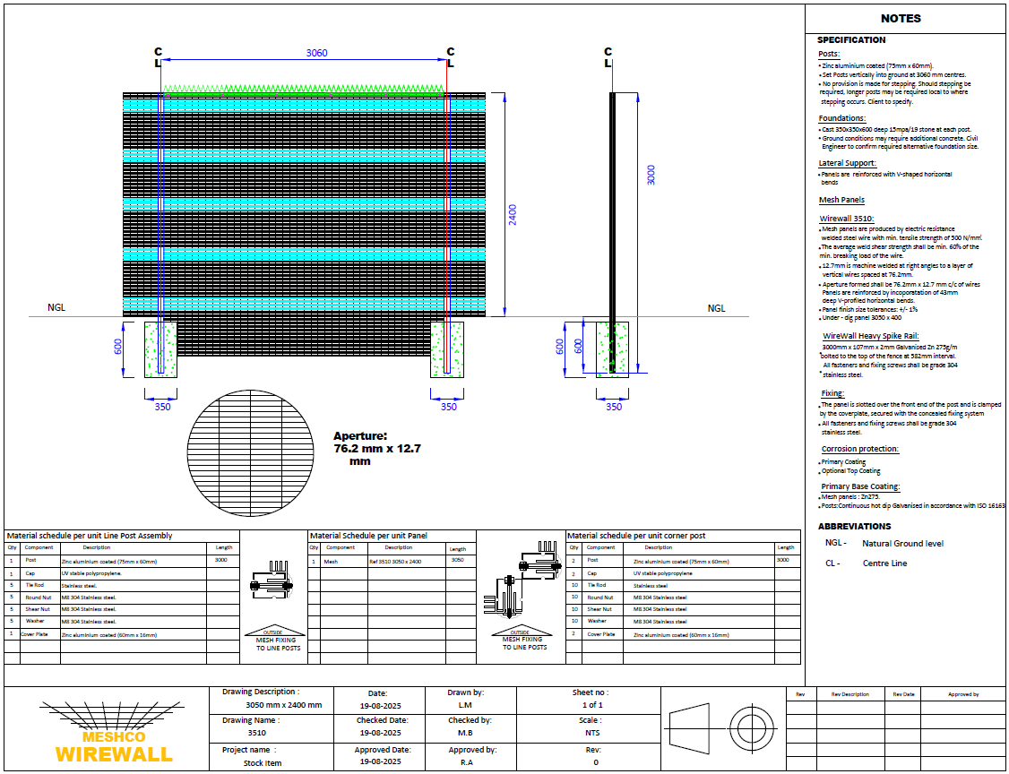 WireWall technical drawing
